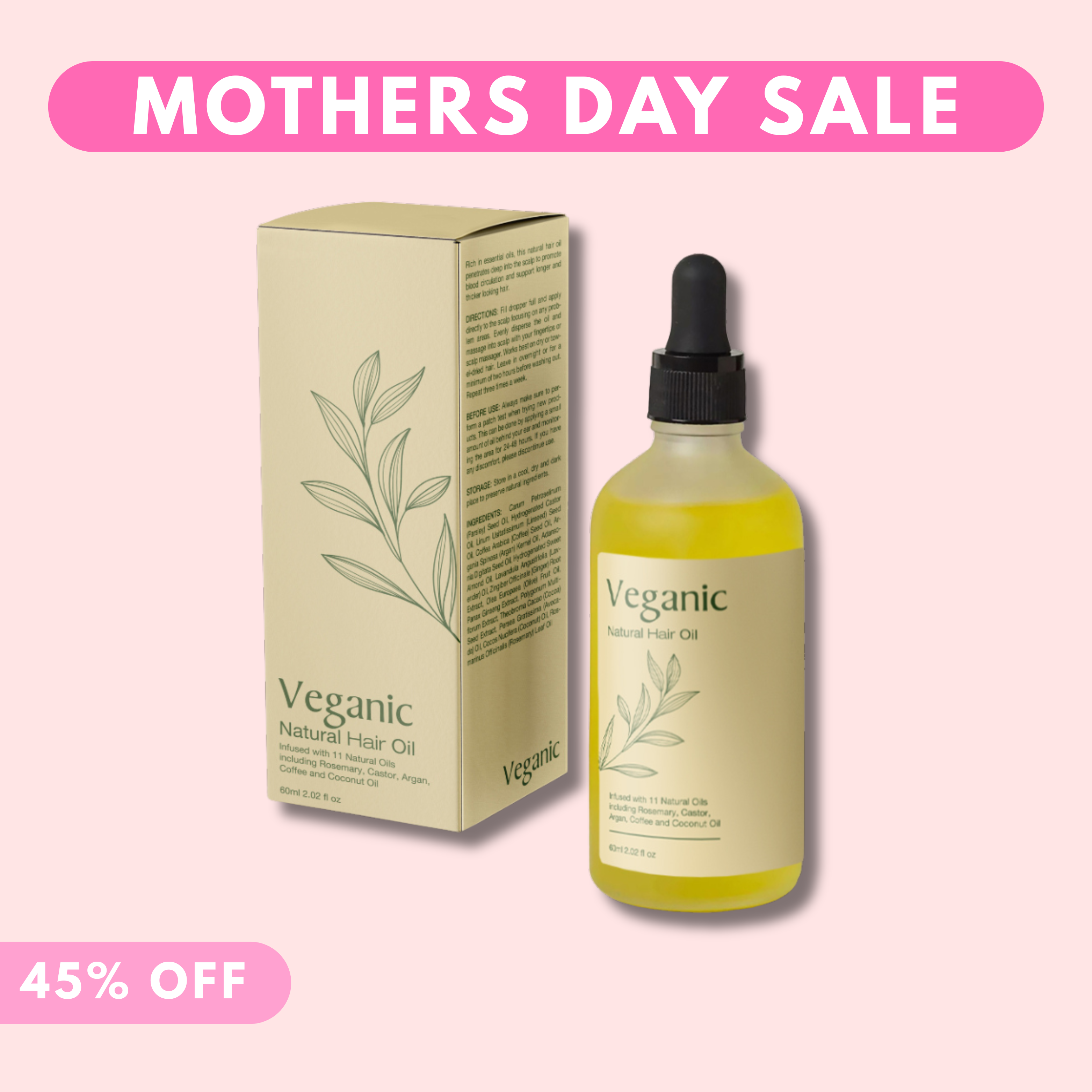 Mothers Day Sale - Veganic Natural Hair Growth Oil
