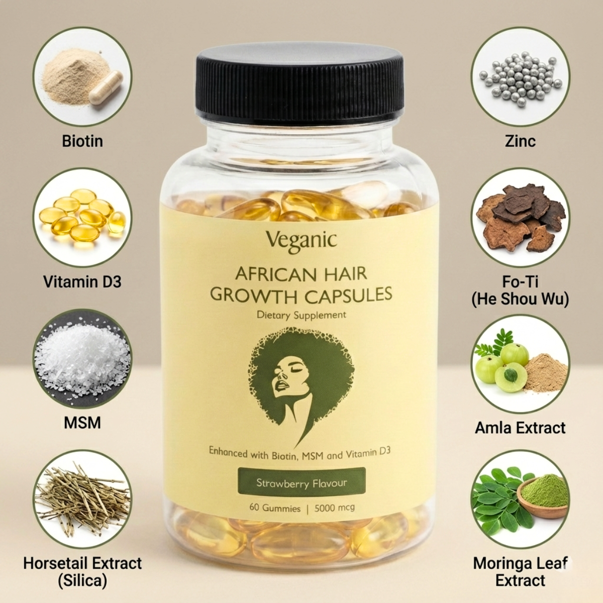 VEGANIC AFRICAN HAIR GROWTH CAPSULES