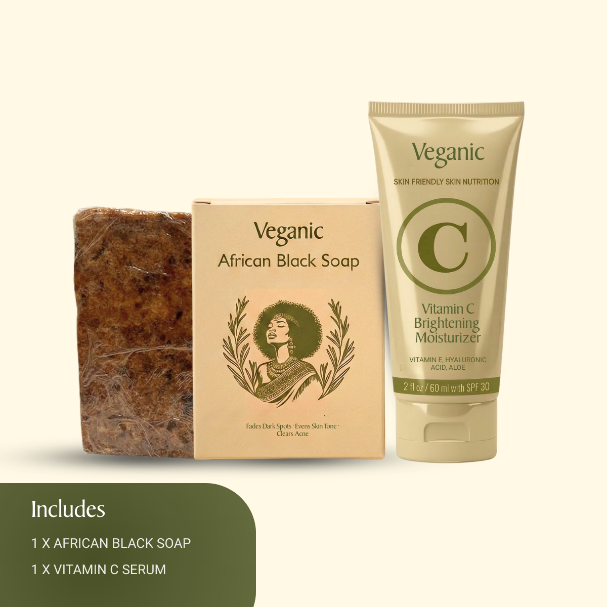 Dark Spot Removal Kit: African Black Soap & Vitamin C Moisturizer