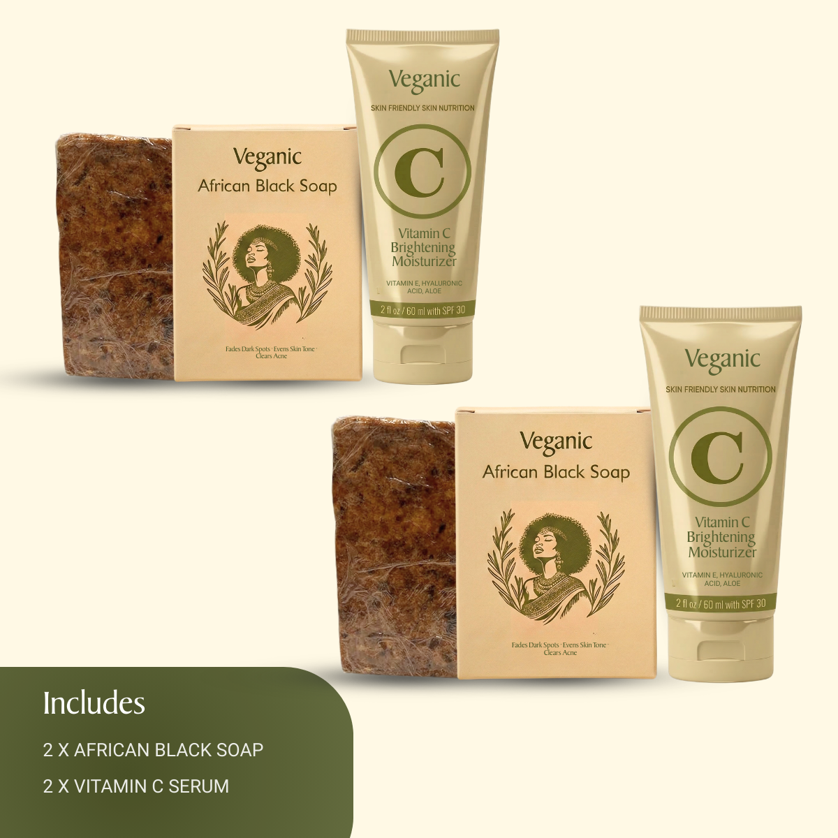 Dark Spot Removal Kit: African Black Soap & Vitamin C Moisturizer
