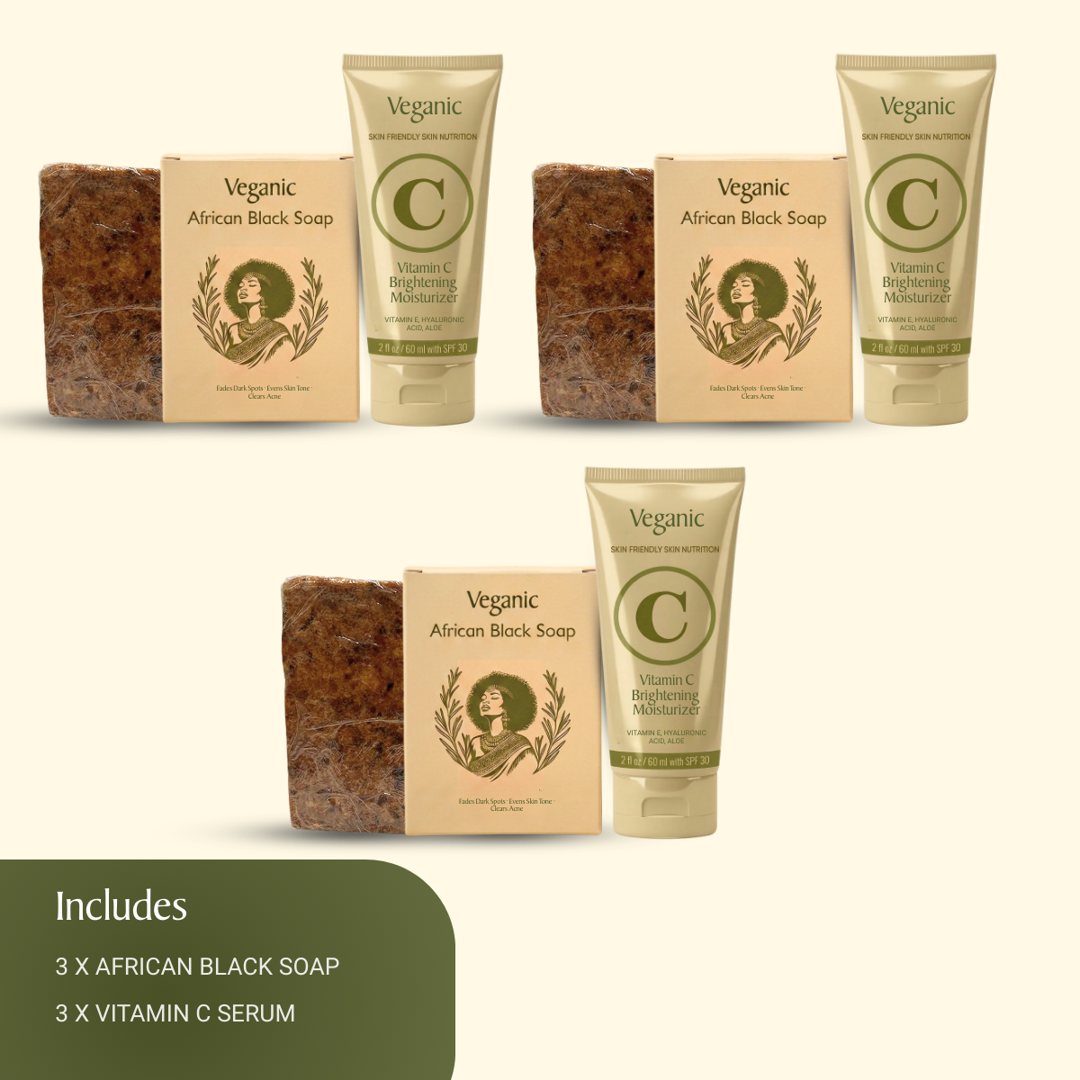 Dark Spot Removal Kit: African Black Soap & Vitamin C Moisturizer