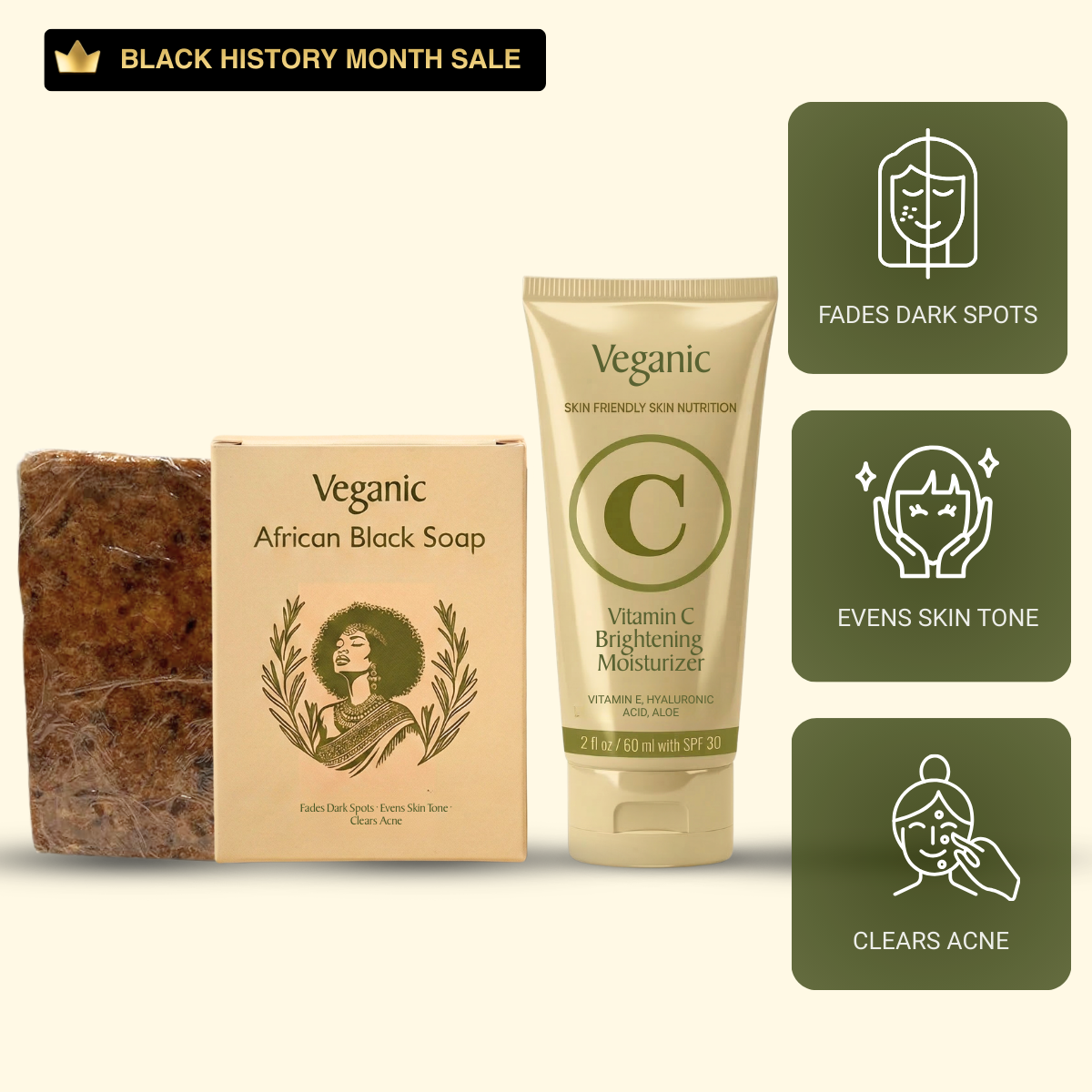 Dark Spot Removal Kit: African Black Soap & Vitamin C Moisturizer