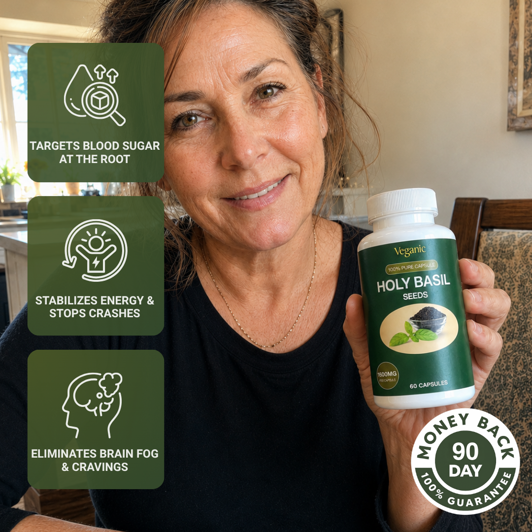 Stable Blood Sugar & Lasting Energy - Herbal Blood Sugar Support Holy Basil Seed Capsules