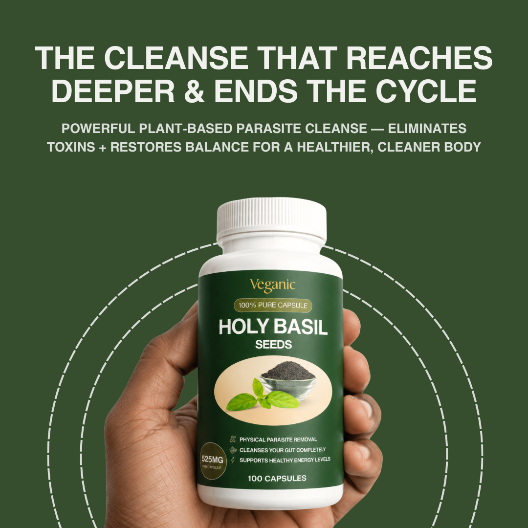 Less Bloating, More Energy, Healthier Gut - Holy Basil Seed Capsules Natural Parasite Detox