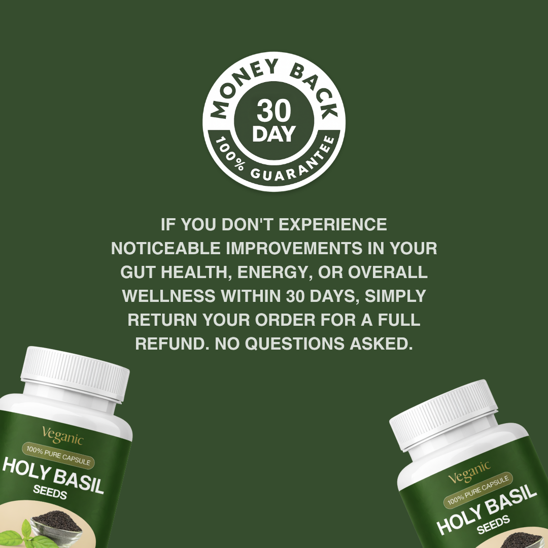 Less Bloating, More Energy, Healthier Gut - Holy Basil Seed Capsules Natural Parasite Detox