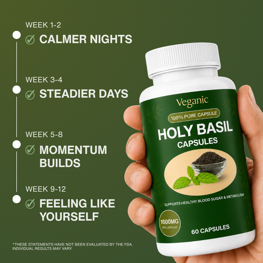 Holy Basil Capsules — Overnight Blood Sugar Support for Steady Morning Numbers