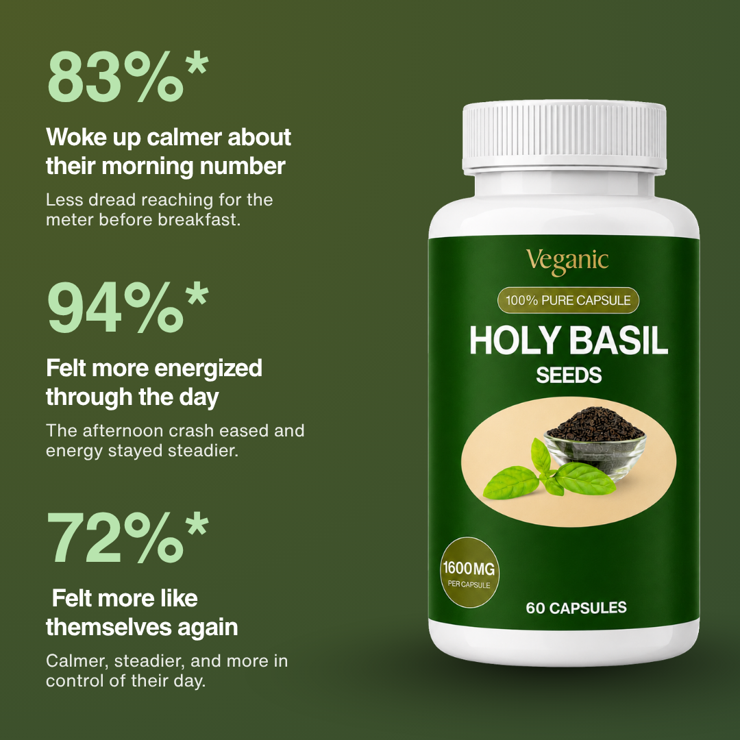 Holy Basil Capsules — Overnight Blood Sugar Support for Steady Morning Numbers