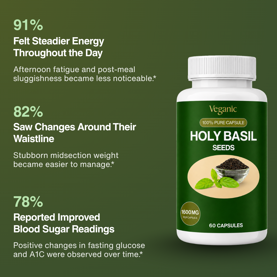 Stable Blood Sugar, More Energy, Less Cravings — Holy Basil Seed Capsules | Herbal Blood Sugar Support