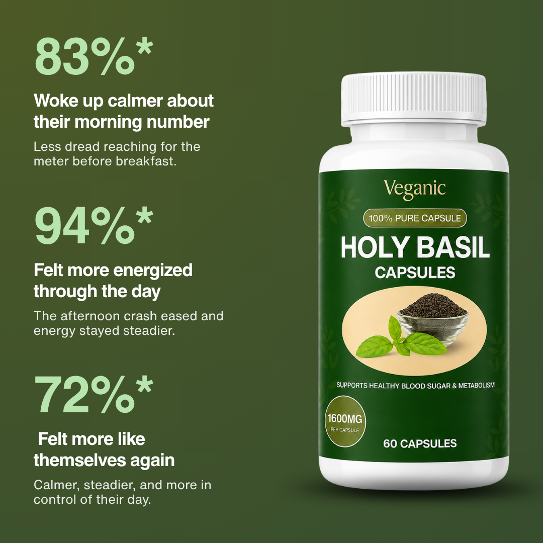 Holy Basil Capsules — Overnight Blood Sugar Support for Steady Morning Numbers