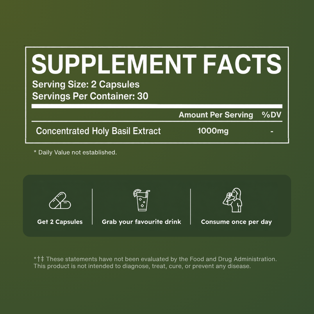 Stable Blood Sugar, More Energy, Less Cravings — Holy Basil Seed Capsules | Herbal Blood Sugar Support