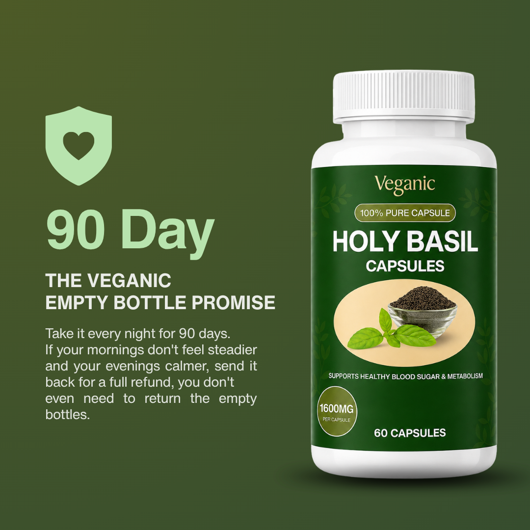 Holy Basil Capsules — Overnight Blood Sugar Support for Steady Morning Numbers