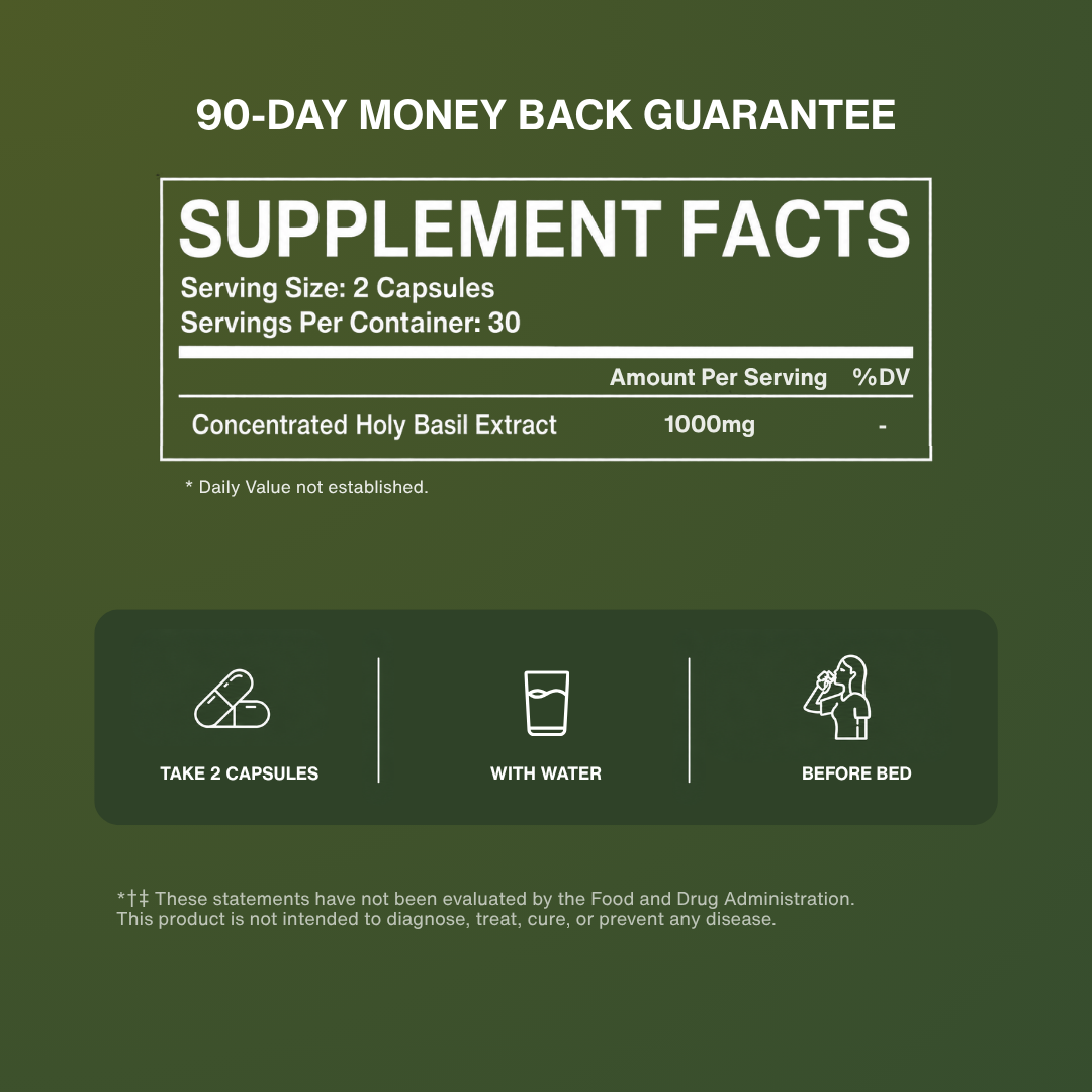 Veganic Holy Basil Capsules — Overnight Blood Sugar Support for Steady Morning Numbers