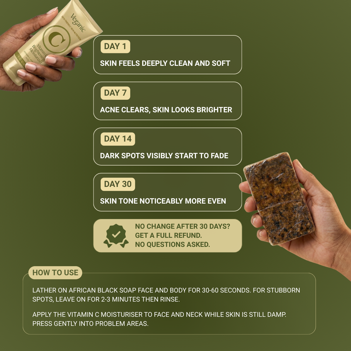 Dark Spot Removal Kit: African Black Soap & Vitamin C Moisturizer