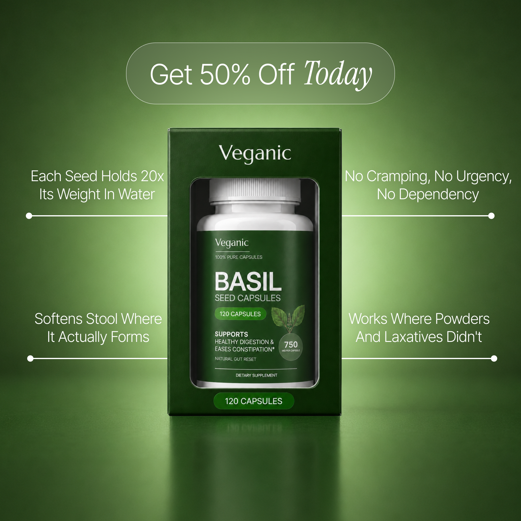 Natural, Lasting Constipation Relief - Basil Seed Capsules
