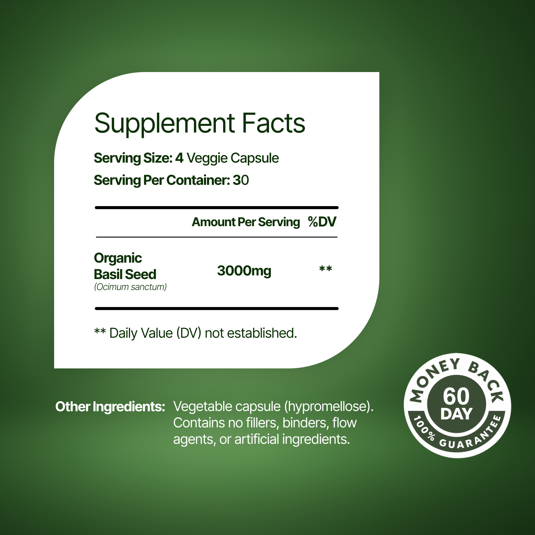 Natural, Lasting Constipation Relief - Basil Seed Capsules